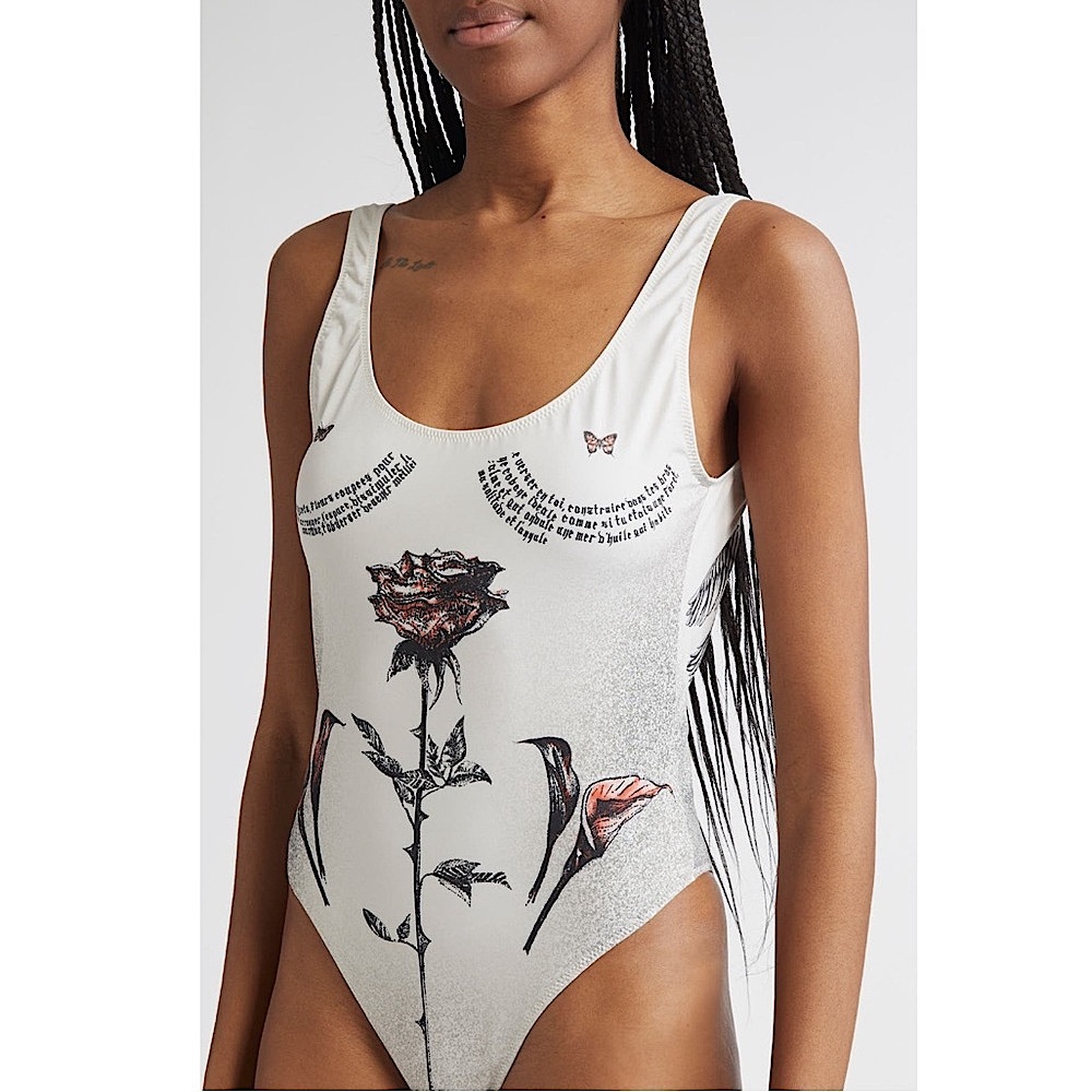 NEW-RARE🔥Jean Paul Gaultier Tatoo Roses One-Piece Swimsuit🔥